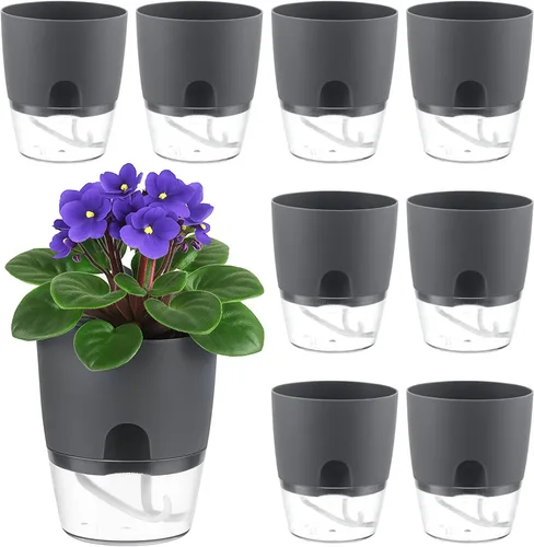 Vista 11 de Macetas de riego automático para plantas de interior, macetas para exteriores, paquete de 3 macetas de riego automático de 6 pulgadas, macetas