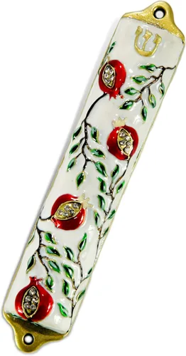 Vista 2 de Puerta Mezuzah Caso Moderno Granada Árbol Diseño 4" Mezuzah Judía Cubierta Home Blessing