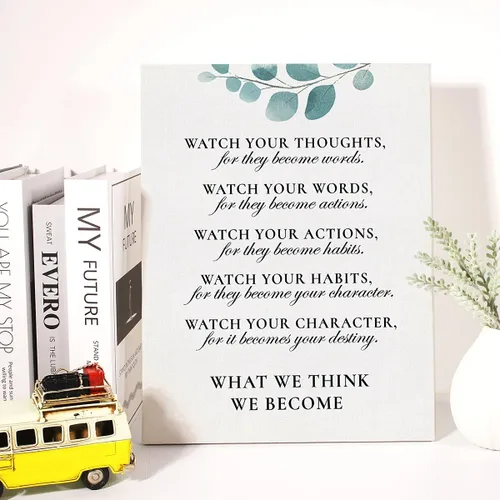 Vista 4 de JerLoe Lienzo inspirador con cita motivacional, impresión positiva, pintura positiva, oficina, hogar, aula, decoración de pared, regalo enmarcado