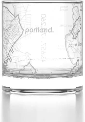 Vista 103 de Well Told Vaso de rocas grabado con mapa de Akron, Ohio, cristalería estilo antiguo (325ml, transparente) Vaso de bourbon grabado, regalos