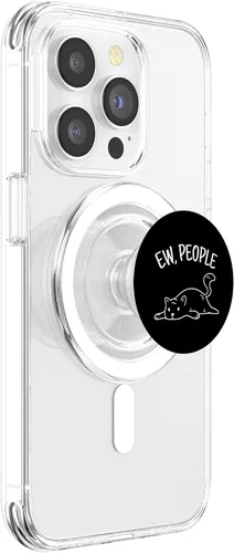 Vista 4 de Ew People Gato Gatos Meow Kitty Lovers Hate People Gift PopSockets MagSafe PopGrip para iPhone Claro