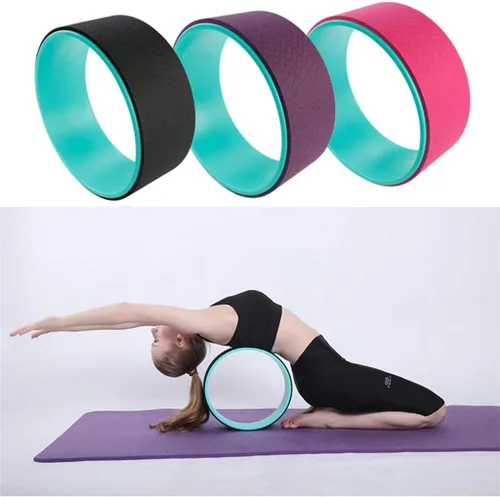 Vista 4 de DreamHigh Rueda de yoga antideslizante duradera TPE ecológica con 2 bloques de espuma de yoga
