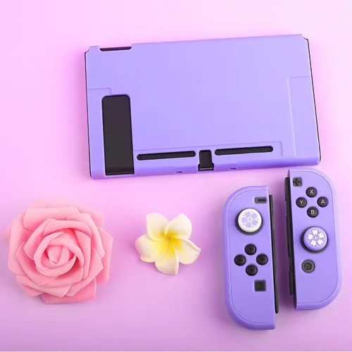 Vista 7 de FANPL Funda para Nintendo Switch, carcasa rígida linda funda protectora para Switch y controlador Joy Con con 2 empuñaduras de pulgar de flores