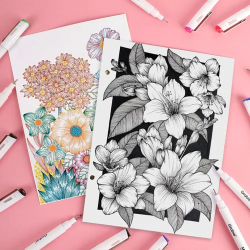 Vista 6 de Grabie Bolígrafos Micro Fineliner, 10 bolígrafos de dibujo impermeables 10-Multicolor