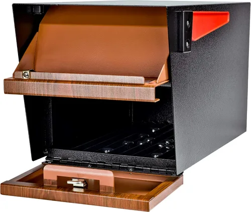 Vista 9 de Mail Boss Curbside, Wood Grain 7510 Mail Manager Buzón de seguridad con bloqueo, acero, negro