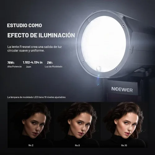 Vista 2 de NEEWER Z1-C TTL Flash Speedlite de cabeza redonda para Canon con difusor de cúpula magnética, 76Ws 2.4G 1/8000s HSS Speedlight, lámpara de modelado
