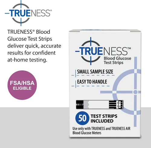 Vista 2 de TRUENESS TRUENESS Family of Self Monitoring Blood Glucosa Tiras de prueba de glucosa en sangre, 50