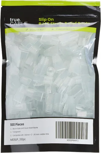 Vista 2 de TRUE CABLE RJ45 Strain Relief Boots, 8.0mm Slip-On PVC Plug Cover, Transparent, 100 Pieces (Pack of 2)