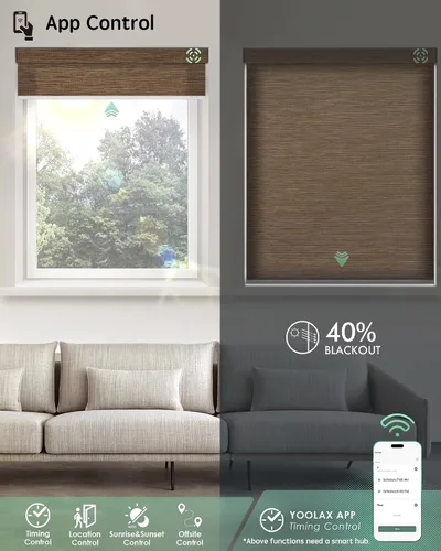 Vista 4 de Yoolax Persianas Motorizadas con Control Remoto, Persianas Inteligentes de Filtrado de Luz que Funcionan con Alexa Google Home, Cortinas Enrollables