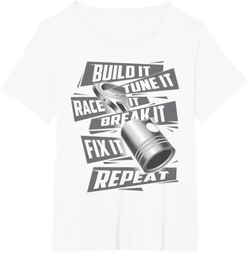 Vista 84 de Build It Tune It Race It Break It - Camiseta para entusiastas de los coches de carreras, talla S Negro
