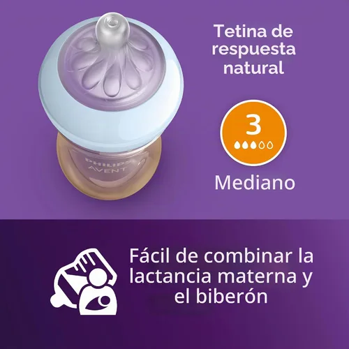 Vista 8 de Philips Avent Biberones naturales de PPSU, flujo medio, 9 onzas, sin BPA Ámbar