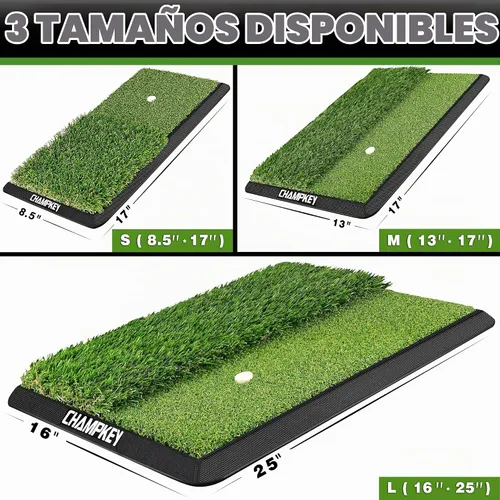 Vista 5 de CHAMPKEY Alfombrilla de Golf de Doble Césped Viene con 9 Tees de Golf y 1 Tee de Goma Alfombrilla de Práctica de Golf con Respaldo de Goma