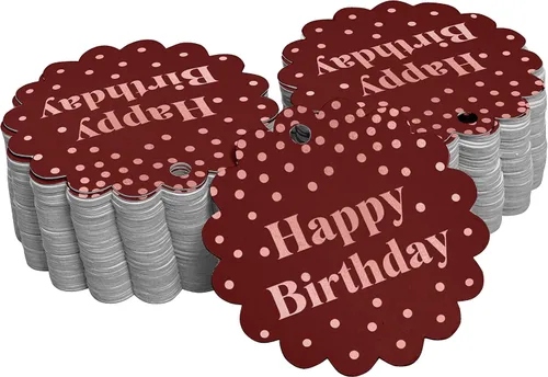 Vista 60 de Etiquetas de papel para colgar con texto en inglés «Happy Birthday» (50 unidades)