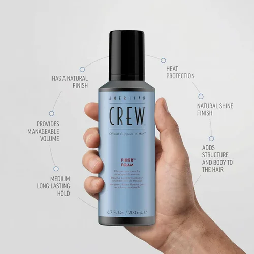 Vista 3 de American Crew Espuma de aseo de fibra capilar para hombres, como gel para el cabello, 6.7 onzas líquidas