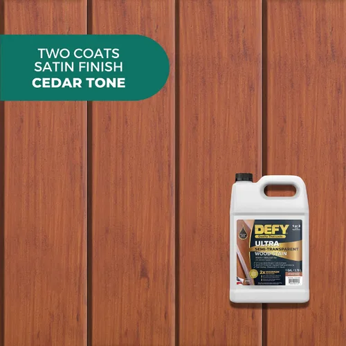 Vista 3 de DEFY Tinte y sellador de madera ultra semitransparente para exteriores en uno – tono cedro, 1 galón, tinte de cubierta y sellador Color rico