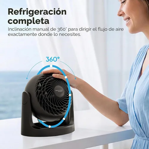 Vista 7 de IRIS USA WOOZOO Ventilador de escritorio pequeño, inclinación vertical de 360°, ventilador de mesa silencioso, negro 52ft Max Air Distance, 30 db