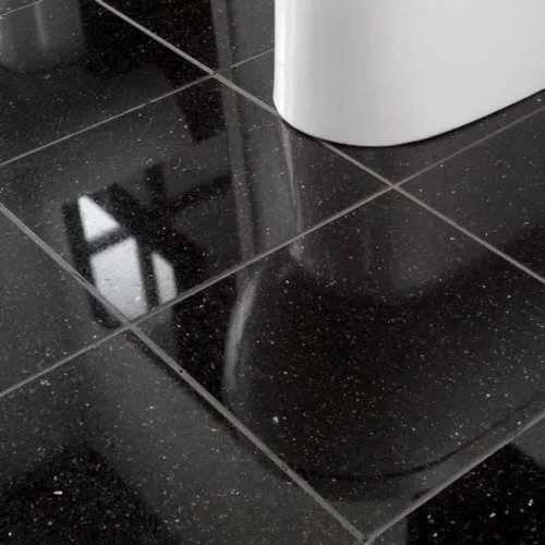 Vista 3 de Tenedos Azulejo de granito pulido de 18 x 18 pulgadas, galaxia negra, 1 pieza de 2.25 pies cuadrados de cobertura para suelo, pared, cocina, baño