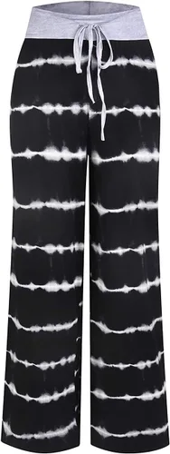 Vista 2 de Pantalones para mujer con estampado floral y cordón elástico, palazzo, pantalones para pijamas