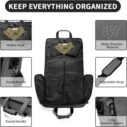 Vista 3 de Bolsa de ropa para viajes, bolsa grande para colgar en la ropa, bolsa de vestir