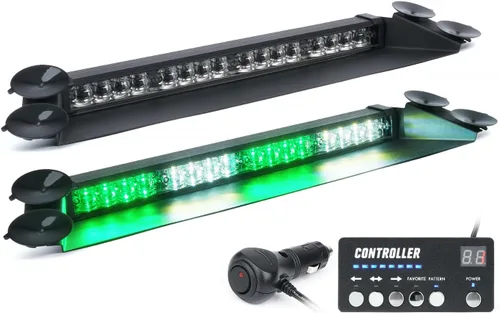 Vista 10 de LUMENIX Barra de luces estroboscópicas de emergencia LED para salpicadero con controlador, parabrisas, visera, advertencia de seguridad, luz