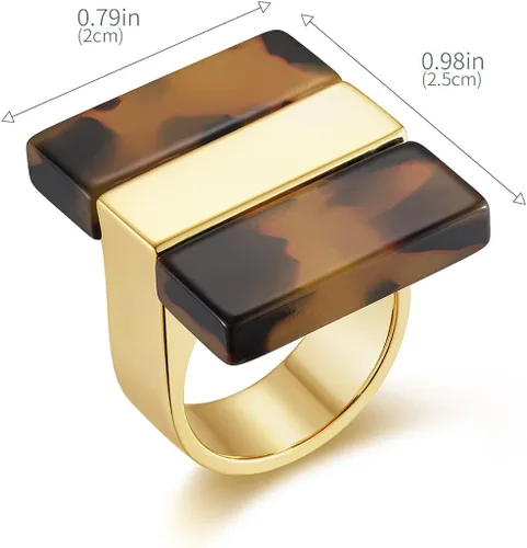 Vista 4 de Anillo de leopardo para mujer, joyería de leopardo, ajustable, chapado en oro, anillos acrílicos para mujer, anillo de tortuga, anillo de cóctel