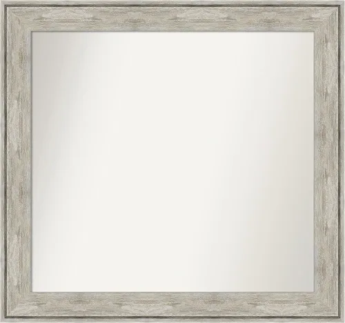 Vista 538 de Amanti Art Espejo de baño plateado para sobre el fregadero, 28 x 37 pulgadas, elegante espejo rectangular de peltre cepillado, marco de madera