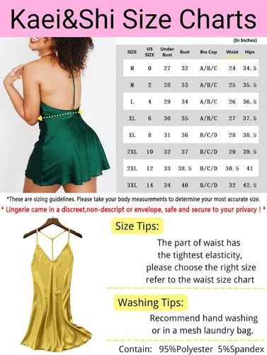 Vista 6 de Kaei&Shi Camisón de satén sedoso, lencería sin espalda para mujer, ropa de dormir suelta, mini camisón, camisola con tirantes delgados