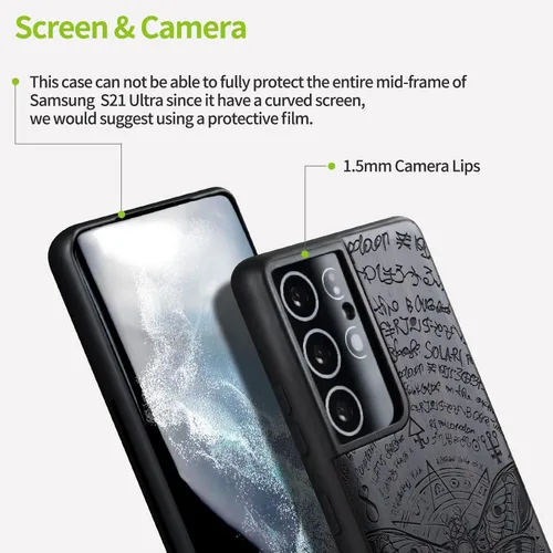 Vista 3 de Carveit Funda de madera para Galaxy S21 Ultra (madera maciza y TPU suave negro), a prueba de golpes, funda protectora de madera compatible