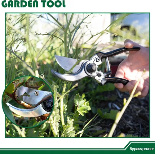 Vista 5 de Garden Tools - Juego de 3 tijeras de jardinería con podadora, cortasetos y tijeras de podar, cortador de ramas para árboles, flores, plantas, bonsái