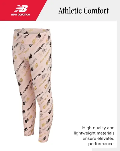 Vista 5 de New Balance Conjunto de leggings para niñas, camisa de manga corta de 3 piezas y leggings para niñas, pantalones de yoga para entrenamiento