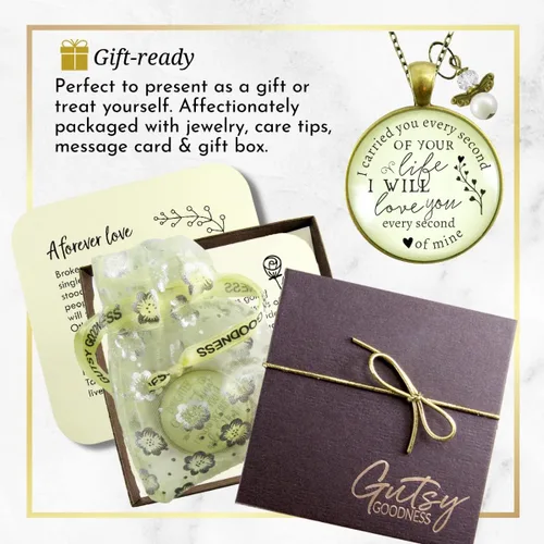 Vista 28 de Gutsy Goodness Miscarriage Necklace Comforting Sentimental Handmade Jewelry For Mom - Pendant, Message Card, Keepsake Gift Box
