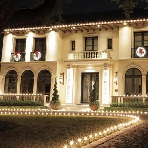 Vista 3 de TW SHINE Luces de Navidad C9, 100 luces LED de 66 pies para exteriores, con 8 modos de temporizador, impermeables, conectables para interiores