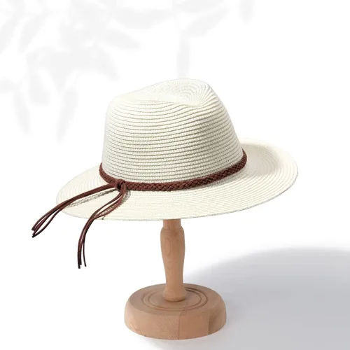 Vista 4 de Funcredible Sombrero Fedora - Sombreros de playa para mujer - Sombreros de paja con lazo y gafas en forma de corazón