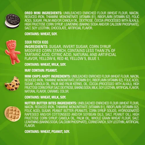 Vista 6 de OREO Mini galletas, Chips AHOY! Mini galletas, SOUR PATCH KIDS Candy & Nutter Butter Bites & Candy Bites & Candy Variety Pack, 32 paquetes