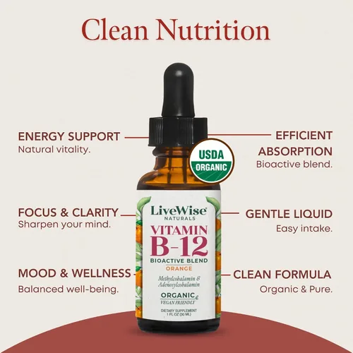 Vista 7 de Líquido B12 Vitamina Sublingual – Vitamina Líquida Totalmente Natural Vegana B12 Gotas – Suplemento de adenosilcobalamina sin OMG y metilcobalamina