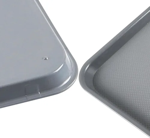Vista 3 de Bandejas de plástico más grandes para servir restaurante de comida rápida, color gris, 6 paquetes