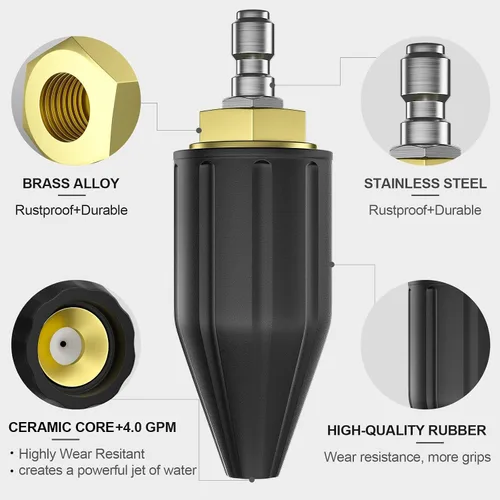 Vista 2 de POHIR Boquilla Turbo 4000 PSI, paquete de 9 puntas de pulverización para lavadora a presión, juego completo que incluye orificio giratorio Turbo 4.0