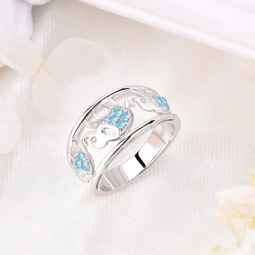 Vista 17 de JO WISDOM Anillo de elefante de plata de ley 925 con circonita cúbica
