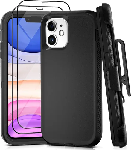 Vista 45 de Funda para iPhone 13 con 2 protectores de pantalla, resistente de grado militar, funda de cuerpo completo para hombres y mujeres (aguamarina + rosa)