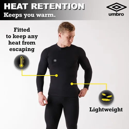 Vista 3 de Umbro Conjunto de capa base para hombre, parte superior e inferior, camisas de compresión para hombres, pantalones de compresión para hombre