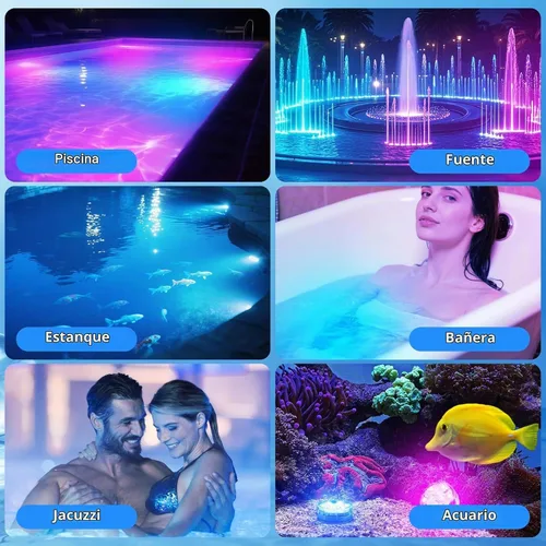 Vista 7 de Luz de ducha con mando a distancia, luces operadas con pilas para decoración de Navidad, luces LED sumergibles para calabaza, bañera, jacuzzi