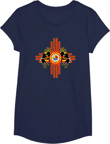Vista 61 de Native American Kokopelli Kachina Zia Symbol 2 - Camiseta divertida para fanáticos, Negro