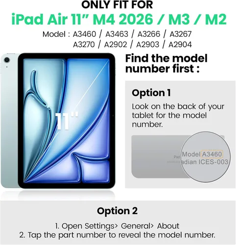 Vista 2 de SEYMAC Funda protectora a prueba de golpes para iPad Air de 11 pulgadas M4, M3, M2 (2026/2025/2024), funda protectora a prueba de golpes