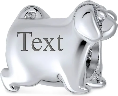 Vista 3 de Pet Animal Lover BFF orejas flexibles cachorro perro show caniche Yorkie Frenchie Chihuahua hueso abalorio para mujeres adolescentes oxidado plata