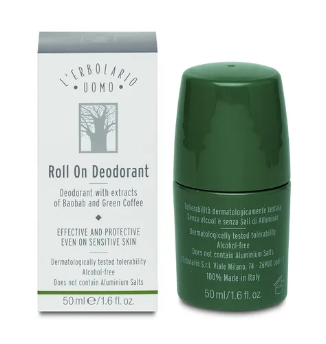 Vista 7 de L'Erbolario Uomo Roll On Desodorante para hombre con baobab y extracto de café verde, inhibe olores, suaviza la piel, para todo tipo de piel, 1.6