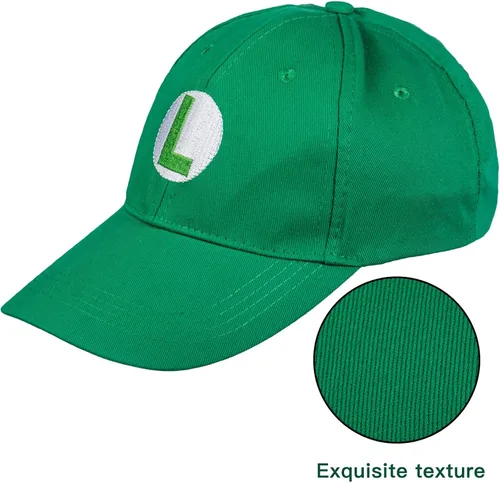 Vista 3 de 2 gorras de Super Mario Bros Luigi para adultos, disfraz de Halloween, gorra de béisbol, Como la imagen