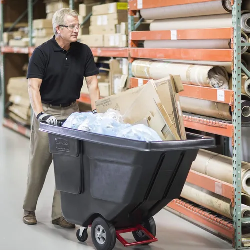 Vista 9 de Rubbermaid Commercial Products Camión volquete inclinable/carrito de basura/recolección de basura/reciclaje, 1/2 yarda cúbica, recolección de Negro