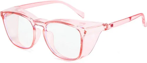 Vista 14 de Anteojos de seguridad antivaho antisaliva con protección UV, bloqueo de luz azul, para hombres y mujeres, marco cuadrado, lente transparente