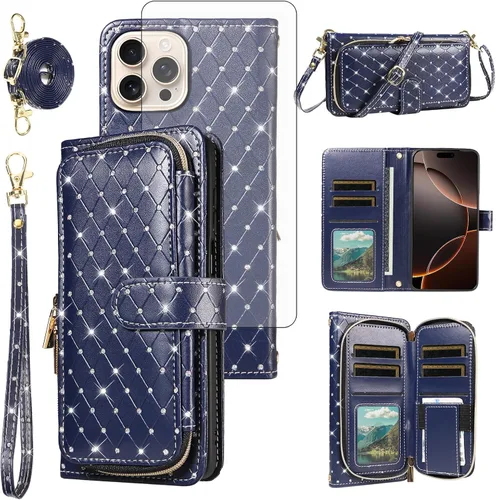 Vista 130 de Funda para teléfono iPhone 6 6S con cremallera y protector de pantalla con protector de pantalla, correa de cordón cruzado, ranura para iPhone 6 Six