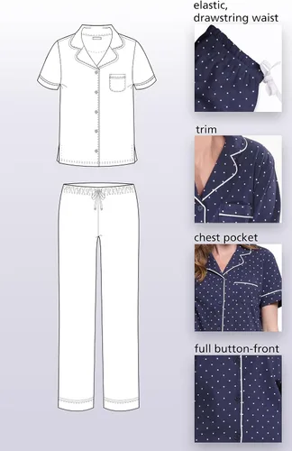 Vista 5 de PajamaGram Womens Pajamas - PJ For Women Set, Short Sleeve, 100% Cotton